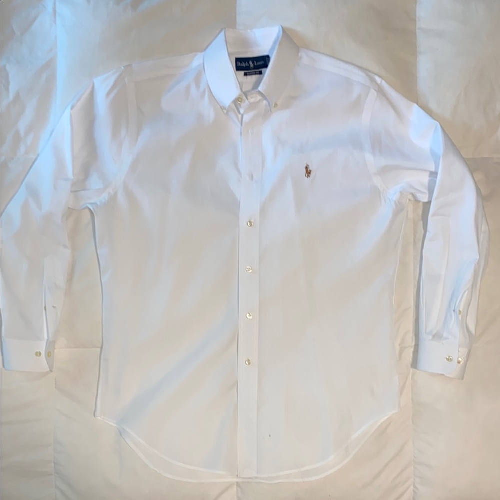 Ralph Lauren White Dress Shirt Crisp Cotton Classic